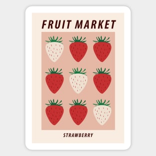 Fruit market print, Strawberry print, Posters aesthetic, Fruit art, Food art, Exhibition poster, Cottagecore Sticker